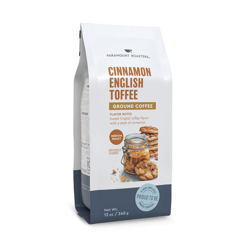 1-12oz Paramount Roasters Cinnamon English Toffee Flavored Ground Coffee, bag, Medium Roast (Paramount Coffee Company)
