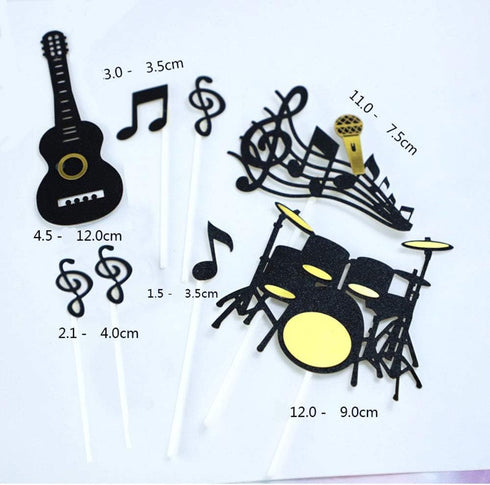 Keoysek Musical Instruments theme cake topper for birthday CupCake Topper Party Decorations Happy Father Birthday