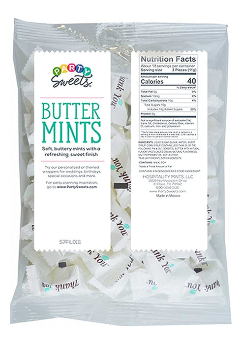 Hospitality Mints 300 7-Ounce (Pack 6) Party Sweets Thank You Buttermints by , Appx Mints, Bags