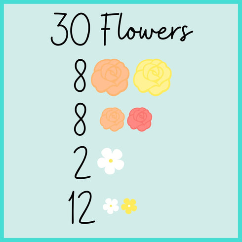 30 Honeysuckle Icing Flowers | Small Edible Roses | Peach, Coral, and Yellow Sugar Flowers | Edible Flower Sprinkles |