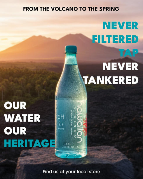 500mL (Pack 24) Hawaiian Springs- Natural Artesian Bottled Water | Volcanic Enhanced Alkaline Electrolytes | Sourced On