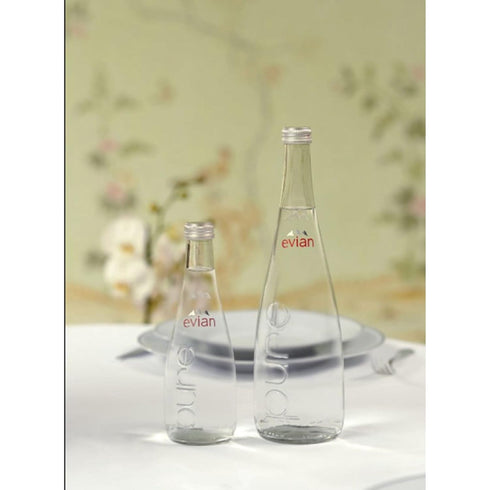 Oasis Snacks 25.4 Oz (Pack 6) Evian Still Mineral Water, Fl Glass Bottle