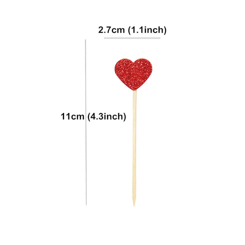Ercadio Glitter Heart Cupcake Toppers Picks for Sweet Love Theme Wedding Engagement Bridal Shower Party Cake Decors (40