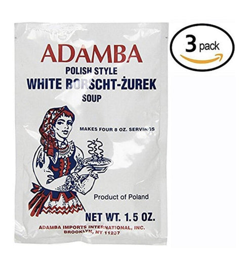 Adamba Polish Style White Borscht Zurek Soup Mix, 1.5oz Bag (3-Pack)
