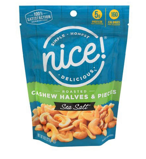 Walgreens Nice Nice Roasted Cashew Halves & Pieces Sea Salt 8oz (pack of 2)