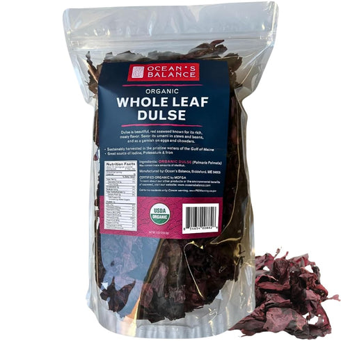 Ocean's Balance Organic Whole Leaf Dulse Maine Coast Vegetables for Keto, Paleo