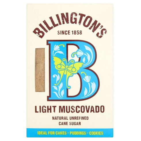 Billington's Natural Light Muscovado Unrefined Cane Sugar (500g) - Pack of 2