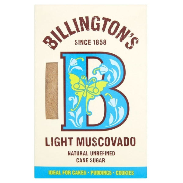 Billington's Natural Light Muscovado Unrefined Cane Sugar (500g) - Pack of 2