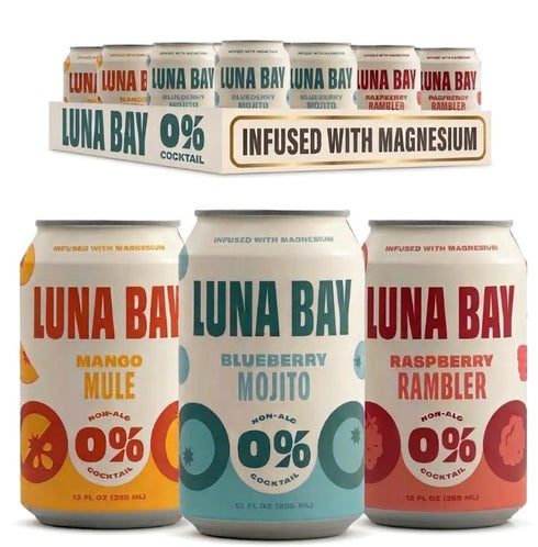 Luna Bay Zero Percent Tea Mocktail - Sparkling Tea Non-Alcoholic Beverage, Non-GMO,