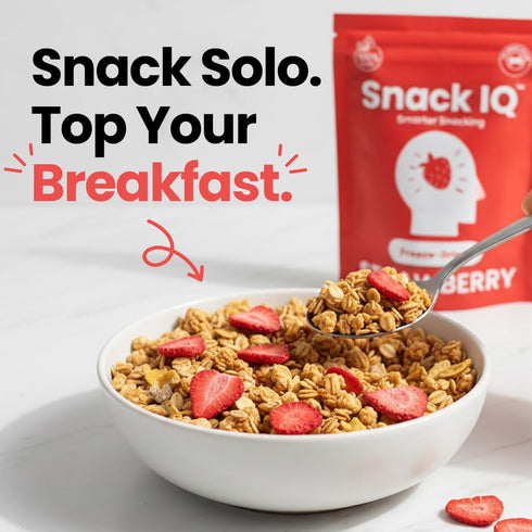 Snack IQ 12 Packs 10G Freeze Dried Strawberries - Sliced Strawberry Chips No Sugar Added - Freeze Dried Fruit Snacks