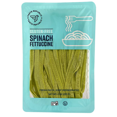 3 Frozen, 9oz (6 pack) Gluten-Free Pasta, Spinach Fettuccine, Fresh Brown Rice Noodles Cook in Just Minutes by Taste