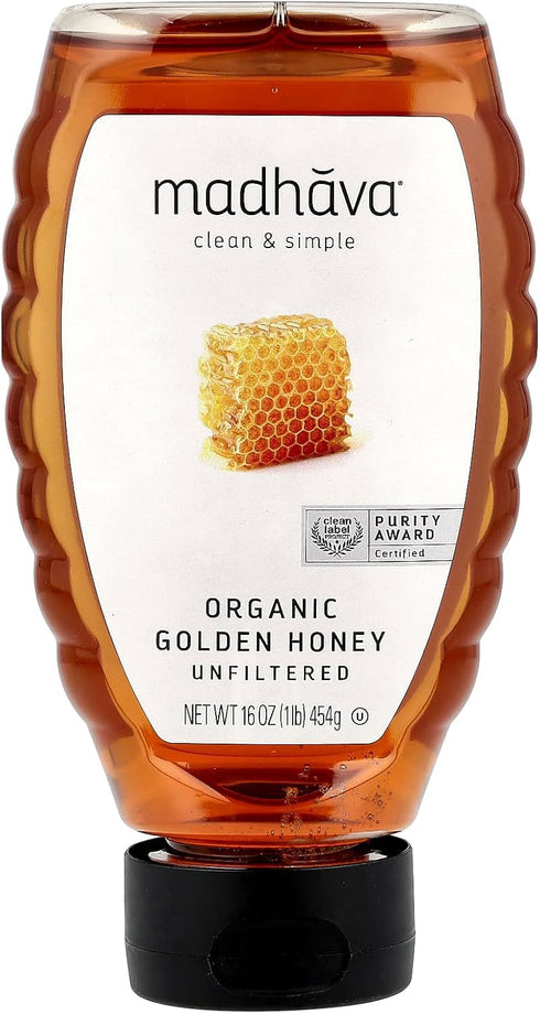 Madhava Organic Golden Honey Squeeze, 16 Oz
