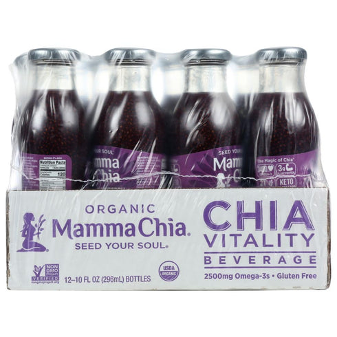 Mamma 10 12 Chia Organic Blackberry Hibiscus Vitality Beverage, Ounce -- per case.