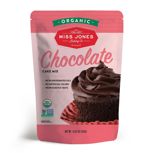 Miss Jones Baking Organic Cake and Cupcake Mix, Non-GMO, Vegan-Friendly, Moist and Fluffy, Chocolate