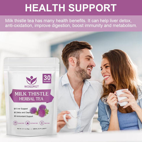 Immune 30 Milk Thistle Tea - Organic Milk Thistle Herbal Tea Bags for Liver Cleanse, Antioxidant and Support, Caffeine