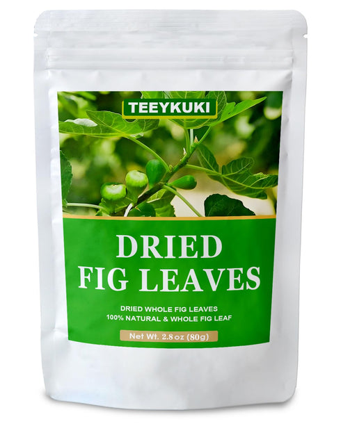 TEEYKUKI Premium Dried Whole Fig Leaf, 2.8oz(80g), Fig Leaves, Fig Leaf Tea, Hoja