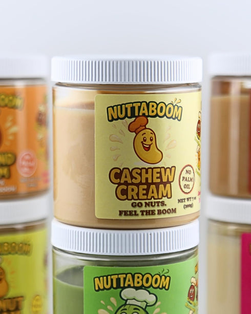Nuttaboom 8oz Cashew Cream Spread Natural Nut Butter with Shea Butter & Organic Coconut Oil, No Palm Oil, Healthy Bread