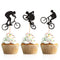 Donoter 48 Pcs Glitter BMX Bicycle Cupcake Topper Picks for Bike Theme Birthday Party Cake Decorations