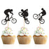 Donoter 48 Pcs Glitter BMX Bicycle Cupcake Topper Picks for Bike Theme Birthday Party Cake Decorations