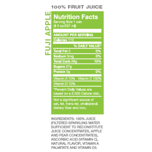 100% 8oz 24) Envy Sparkling Fruit Juice, Fuji Apple (Case