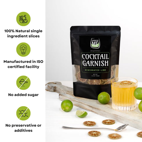 100 100% (3.5oz) Dehydrated Lime Slices made in the USA | Dried Cocktail Garnish | Dried Lime slices | Dehydrated Lime