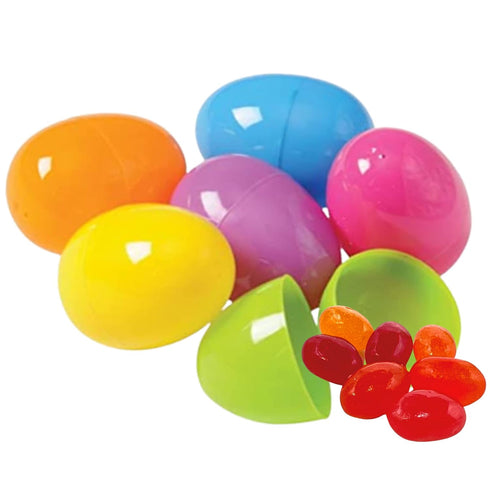 65 Bulk Plastic Candy Filled Easter Eggs, Jelly Beans, Assorted Bag