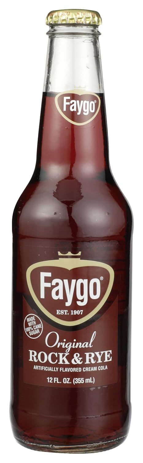 Faygo original Rock & Rye flavored cream cola, 12-fl. oz. glass bottle