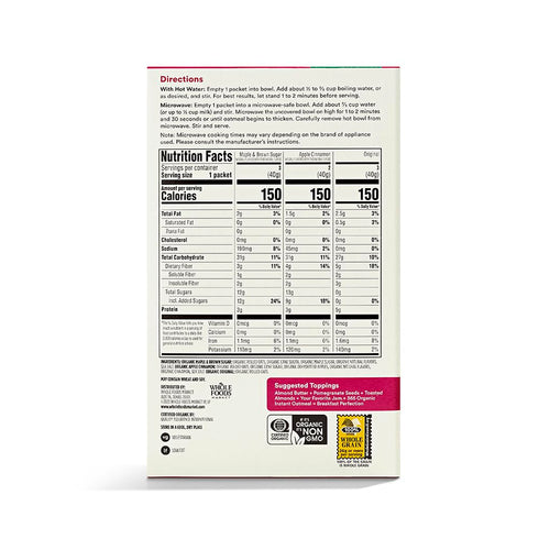 365 Pack 11.3 by Whole Foods Market, Organic Variety Instant Oatmeal, Ounce