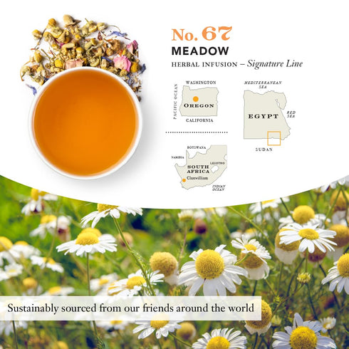 67, 15 0.85oz Steven Smith Teamaker Meadow No. Chamomile, Rooibos, Hyssop & Rose Petals, Herbal Tea Blend