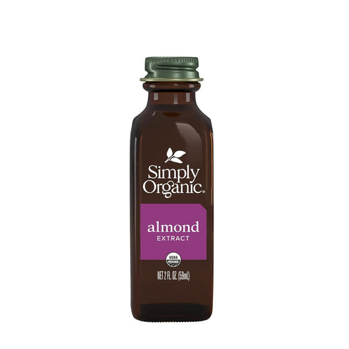 Simply Organic Almond Extract, 2 Ounce Glass Jar, Sugar-free Vegan Flavor for Desserts, Coffee & Smoothies