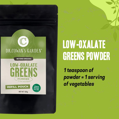 Dr. Cowan's Garden Low-Oxalate Greens Veggie Powder Refill Pouch - Beyond Organic Superfood Greens Vegetable Powder