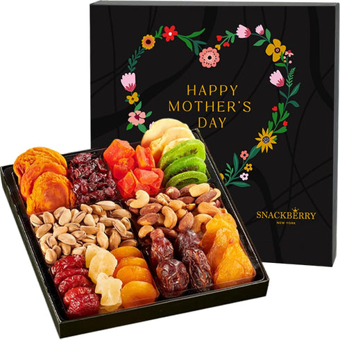 Mothers Day Dried Fruit & Nuts Basket Platter, Gourmet Food Bouquet Care