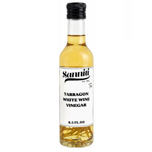 Sanniti French Tarragon White Wine Vinegar, 8.5 fl oz Aromatic Herb-Infused Vinegar