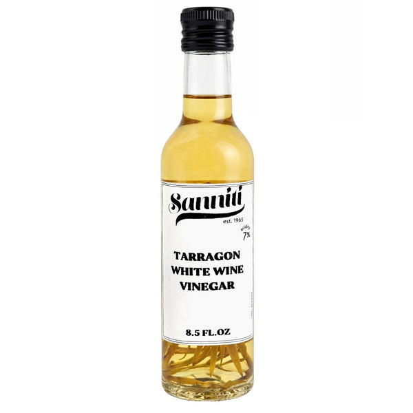 Sanniti French Tarragon White Wine Vinegar, 8.5 fl oz Aromatic Herb-Infused Vinegar