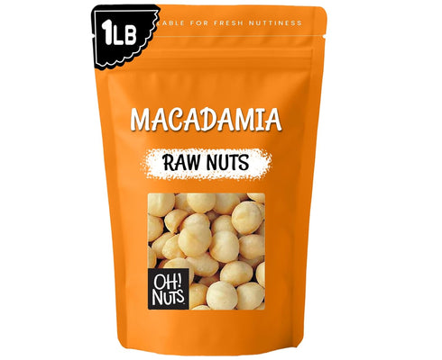 1 lb 100% Oh! Nuts Raw Macadamia Nuts - Macadamia Nuts Unsalted - Jumbo Macadamia - - Natural Snack