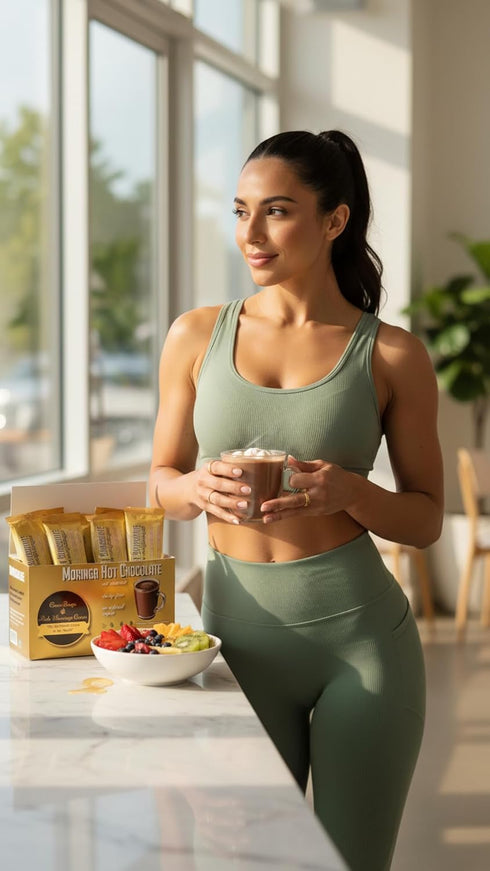 CocoRinga Moringa Hot Chocolate Cacao (LARGE box) First Natural Keto Non-dairy Hot Cocoa, Caffeine Free, Low Carb, High