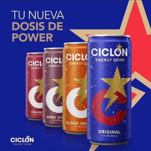 24 (10 Oz) Ciclon Energy Drink Cranberry Flavor Cans Fl
