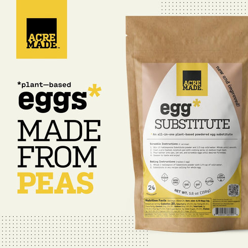 3 (1 pack (5.6 oz)) AcreMade Plant-Based Egg Substitute, Dry Powder, Shelf Stable, Vegan, Gluten Free, Soy-Free, Low