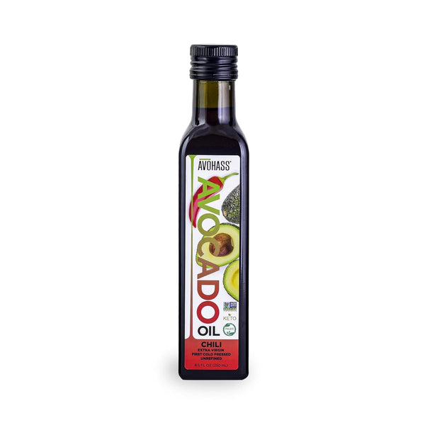Avohass Chili Infused Extra Virgin Avocado Oil 8.5 fl oz Bottle Unrefined First