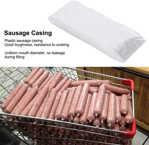 50m 50mm Topyond Plastic Sausage Casing x Food Grade Plastic Sausage Ham Hot Dog Casing, Inedible Shell for Sausage