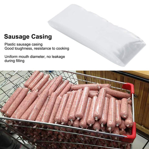 Making(50m 50mm) Sausage Casings, Hog Casings for Sausage, Plastic Sausage Casings, Food Grade Plastic Inedible Ham Hot