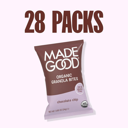 28 Count, MadeGood Chocolate Chip Granola Bites, Organic and Delicious Snacks