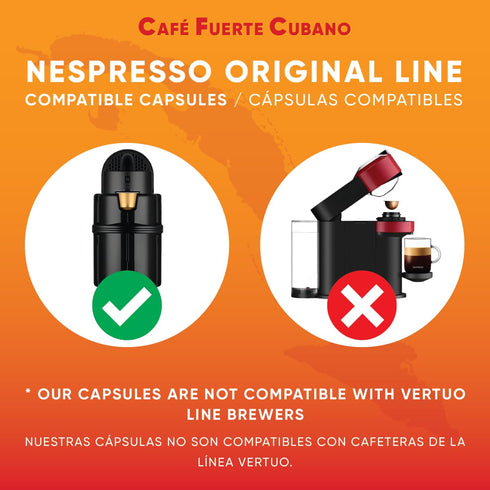 Caf Fuerte Cubano 13, Packaged (80 Count) , Aluminum Espresso Capsules, Compatible with Nespresso Original Machines