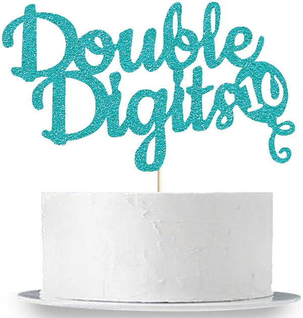 Double Digits Cake Topper for 10th Birthday Party, Green Decorations Supplies