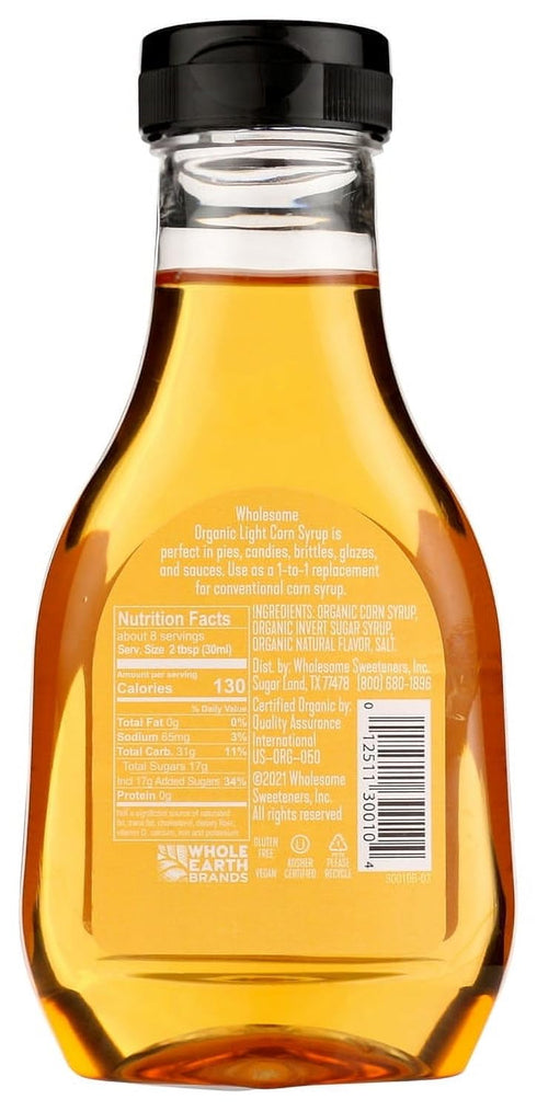 Wholesome Sweeteners Organic Light Corn Syrup, 7.7-Ounce, Non GMO, Gluten Free & Vegan