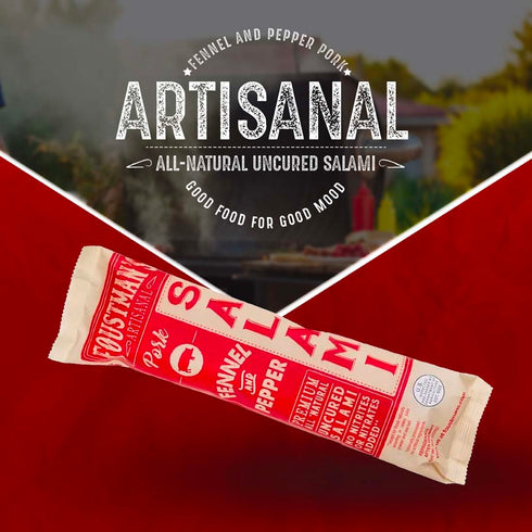 Pack 3, 8 Oz Foustman's Salami Pork Fennel and Pepper Artisanal, Nitrate-Free, Naturally Cured, Gluten-Free