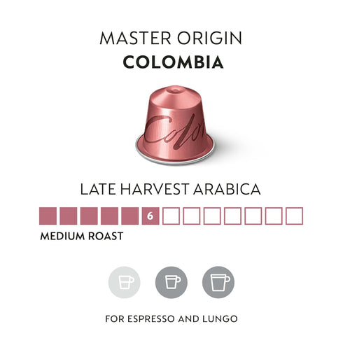 50 Count Nespresso Capsules Original Line, Colombia Master Origin, Medium Roast Coffee, Coffee Pods