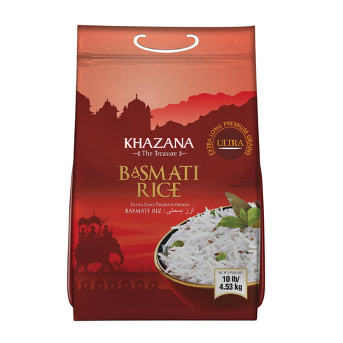 Authentic Extra Long Basmati Rice by Khazana in 10 lb Bag -