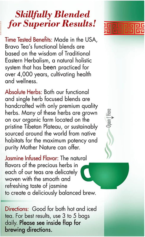20 6 Count Bravo Tea Triple Stress Relief Herbal Tea Caffeine Free, Tea Bags
