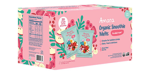 Amara Organic Smoothie Melts, Mixed Berry Flavor, Dairy Free Toddler Snacks, No